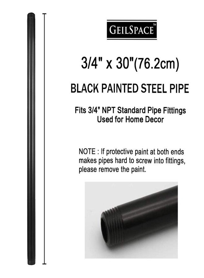 GeilSpace 6 Pack 3/4" × 30" Pre-Cut Black Metal Pipe, Industrial Steel Fits Standard Three Quarters Inch Black Threaded Pipes and Fittings - Vintage DIY Industrial Shelving (3/4" × 30") - Image 2